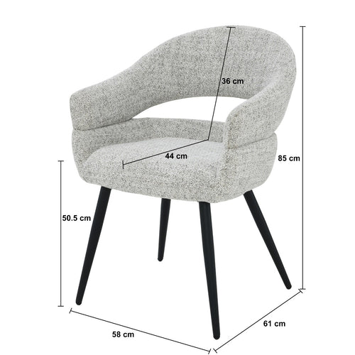Livingfurn eetkamerstoel Megan - beige - set van 2 - 62x58x85