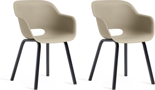 Keter Noa Tuinstoel - 2 stuks - 55x56,5x80cm - metalen frame - Zand - vtwonen shop