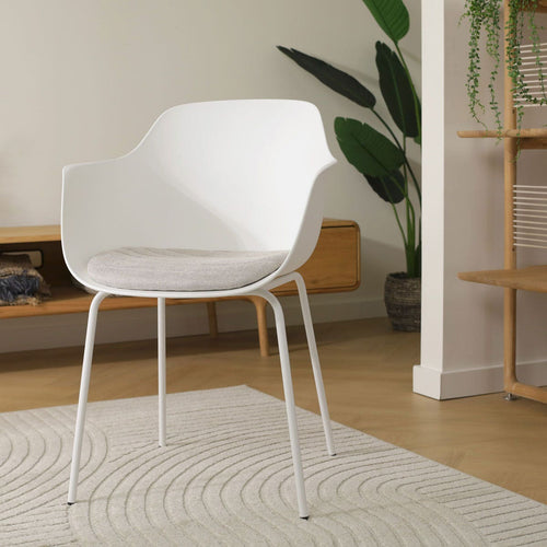 Nolon Nora-Liz Eetkamerstoel Wit - Beige Kussen - Witte Poten - vtwonen shop