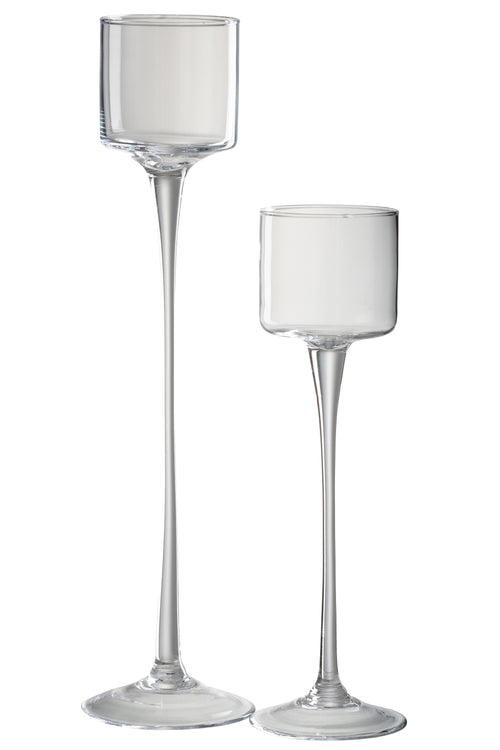 J-Line windlicht Op Voet - glas - transparant - large - vtwonen shop