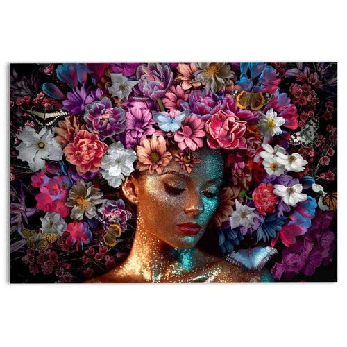 Reinders Sparkling Floral glasschilderij -  meerkleurig/multi color - woonkamer - 78x116cm