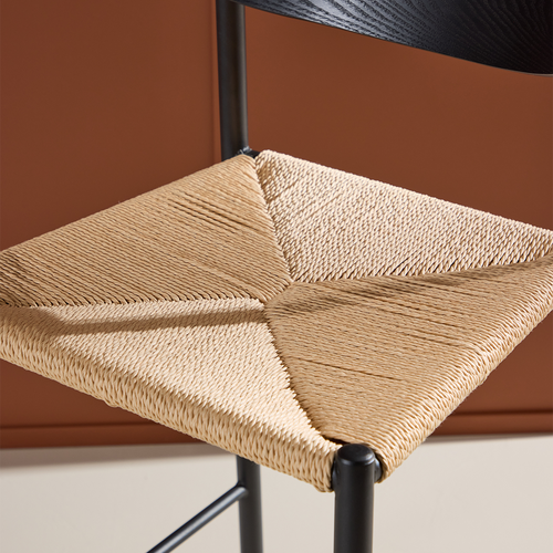 Nest living Rian Barkruk Met Rotan Zitting Zwart - 67 cm - vtwonen shop