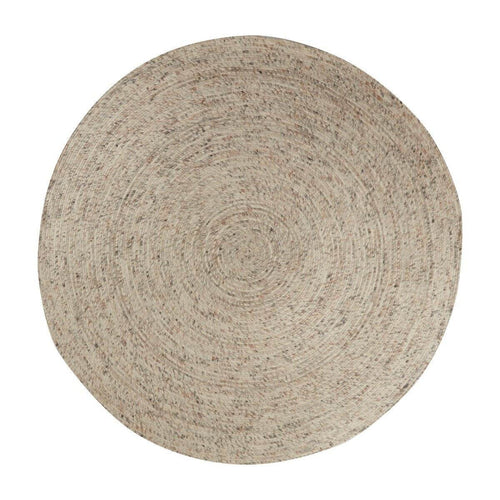 Interieur0 vloerkleed Gapo -beige/wit -gemeleerd5 -rond -wollen- 180 x 180 cm