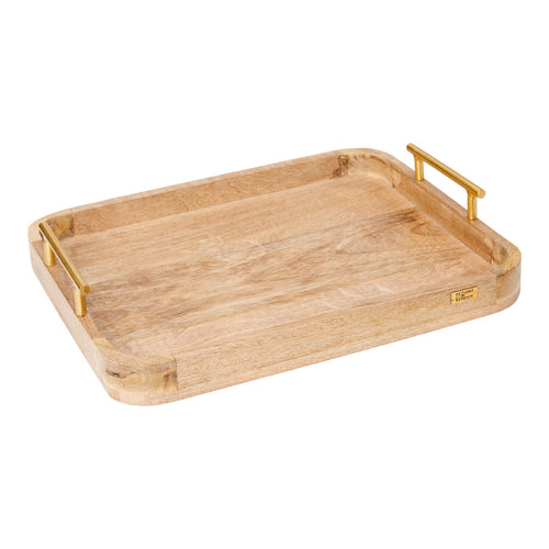 Return to Sender Dienblad 28 x 35 cm mangohout met messing handvatten - vtwonen shop