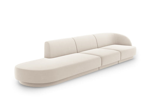 Micadoni linker bank Miley 4-zits, flueel, lichtbeige - 90x323x70cm