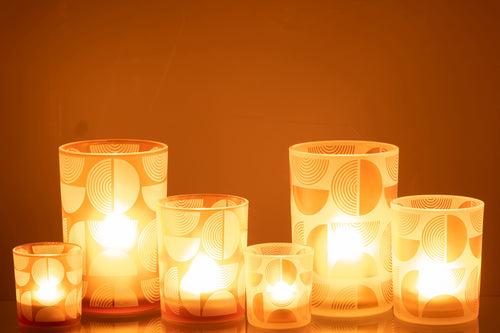 J-Line windlicht Halve Ronden - glas - oranje - large - 2 stuks - vtwonen shop