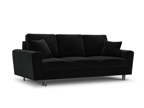 Cosmopolitan Design Slaapbank met opbergdoos Kyoto 3-zits, flueel, zwart - 100x235x88cm
