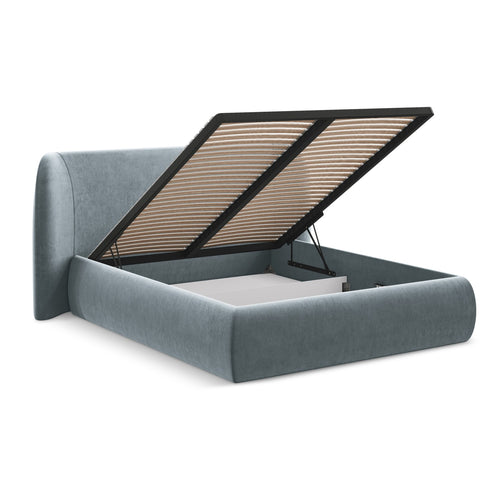 LaMiaSofa Bed met opbergruimte Trieste - velours - lichtblauw - 230x215x110