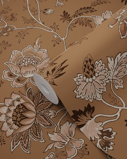 ESTAhome behang vintage bloemen terracotta bruin - 50 x 900 cm - 139403