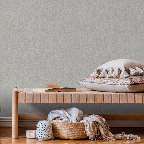 Sanders & Sanders behang linnenstructuur grijs - 53 cm x 10 m - 640534 - vtwonen shop
