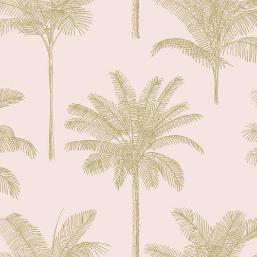 ESTAhome behang palmbomen zacht roze en goud - 53 cm x 10.05 m - 139164