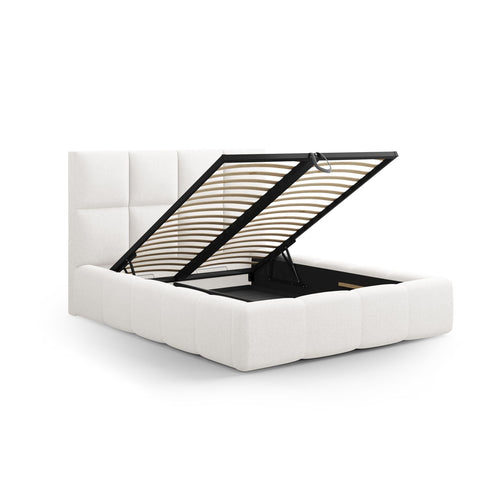 Cosmopolitan Design - Opbergbed met hoofdeinde Livigno 200x180cm structurele stof wit - 230x205x125cm
