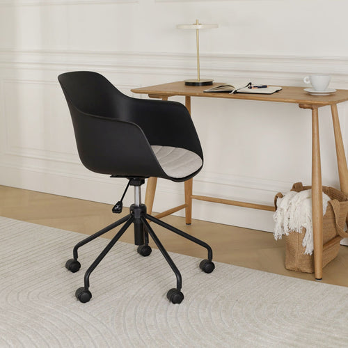 Nolon Nout-Liz Bureaustoel Zwart - Beige Kussen - Zwart Onderstel