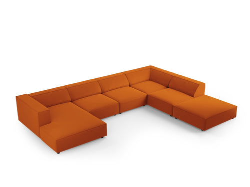 Cosmopolitan Design Panoramische hoekbank rechts Arendal 7-zits, flueel, terracotta - 262x364x70cm