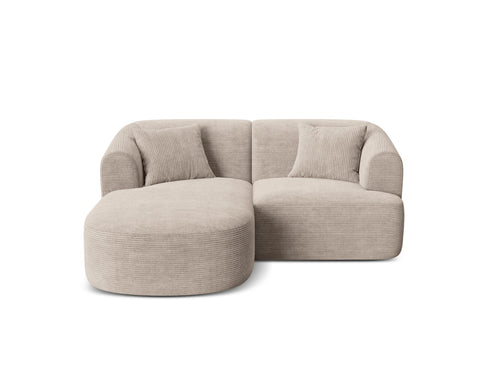Cosmopolitan Design Modulaire hoekbank links Campi 3-zits, ribfluwelen cappuccino - 156x180x70cm
