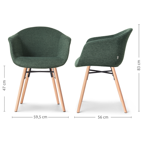 Nolon Nena-Otis Eetkamerstoelen Set van 2 - Donkergroen - Houten Poten - vtwonen shop