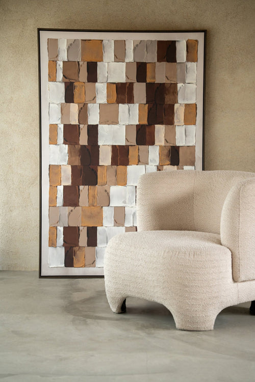 J-Line zetel 1-Zit Gebreid - textiel/hout - wit
