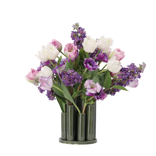 Maxifleur Kunstboeket Iris Istanbul 60cm inclusief twisted tubevaas