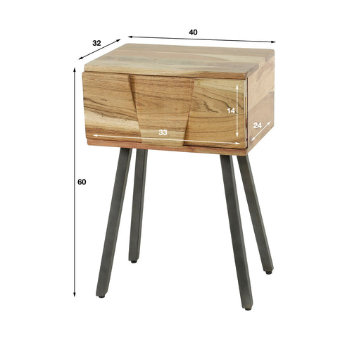 Giga Meubel Nachtkastje Demn - Bruin Hout - 1-Lade - 60x40x30cm