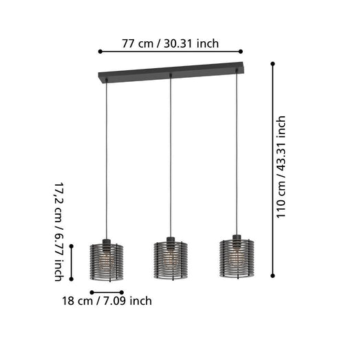 EGLO hanglamp Segovia - e27 - 88 cm - zwart - staal/hout - vtwonen shop