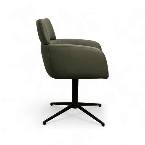 Furnhouse eetkamerstoelen armleuning Marco - Olijfgroen - Leer - Set van 2