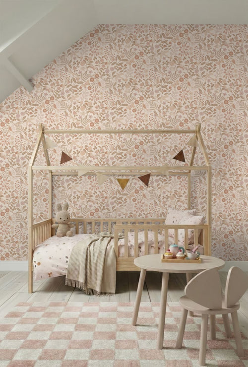 ESTAhome behang bloemen en vogels beige en zacht roze - 53 cm x 10.05 m - 139868