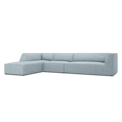 Cosmopolitan Design - Modulaire hoekbank links Siena 5-zits, ribfluwelen lichtblauw - 180x366x69cm