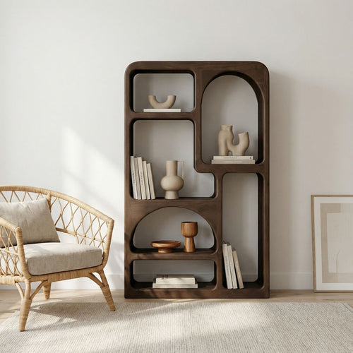 Giga Meubel Vakkenkast Yuki - Donkerbruin Hout - 120x34x180cm