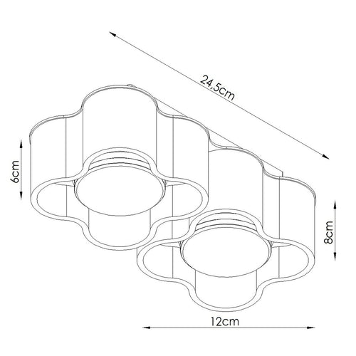 Sollux Lighting Plafondlamp OVIO 2 bordeaux Gx53 - 24,5x12x8cm