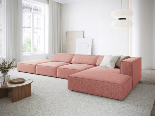 Cosmopolitan Design rechter hoekbank Arendal 5-zits, chenille, roze - 166x341x70cm