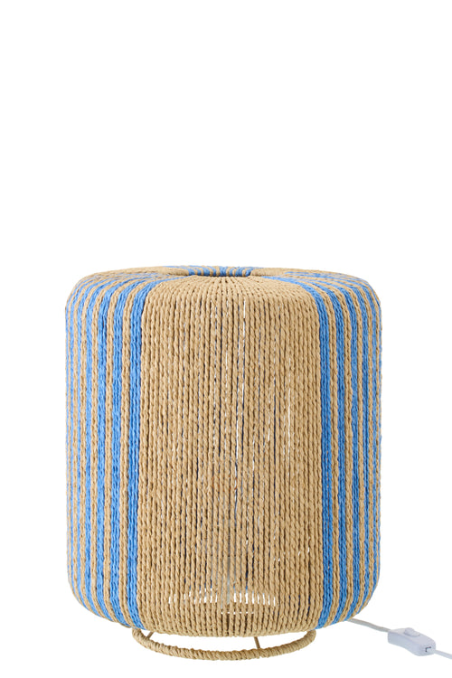 J-Line lamp Touw Cilinder - metaal - blauw/naturel - small