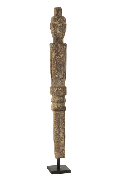 J-Line decoratie Standbeeld Lauwra - hout - naturel - large