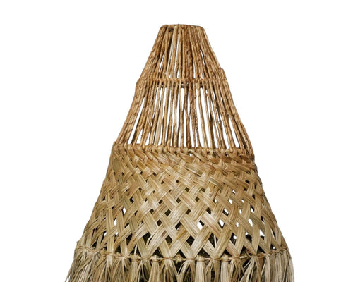 Furnilux Hanglamp van Mendonggras – Handgemaakt & Boho Stijl met gevlochten patroon - Top - 8cm - Buik 25cm - Bodem 50cm - Hoogte 70cm
