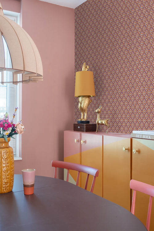 ESTAhome behang vintage bloemen paars en oranje - 50 x 900 cm - 131543 - vtwonen shop