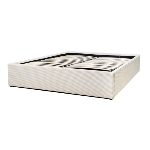 CALICOSY - Opbergbed bekleed met fluweel ROMY - Beige - 170x214x36,5 cm