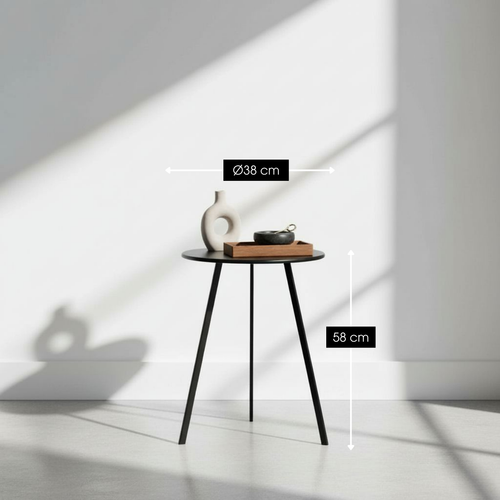 Mica Decorations Seatle Bijzettafel voor Buiten - Bijzettafel Rond H58 x Ø38 cm - Metaal met Smalle Poten - Tafeltje voor Balkon of Tuin -