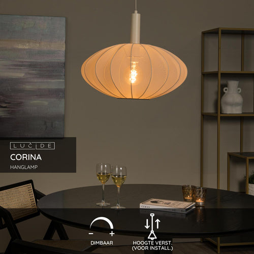 Lucide hanglamp CORINA - 1xE27 - Beige - vtwonen shop