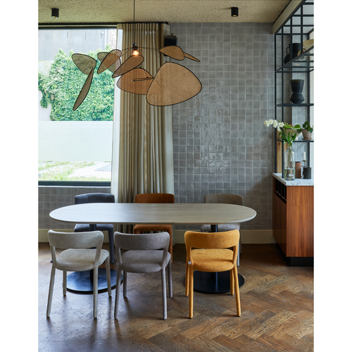 WOOOD eettafel ovaal vingerlas Tablo - Eiken - Pebble Grey - 220x90 - vtwonen shop