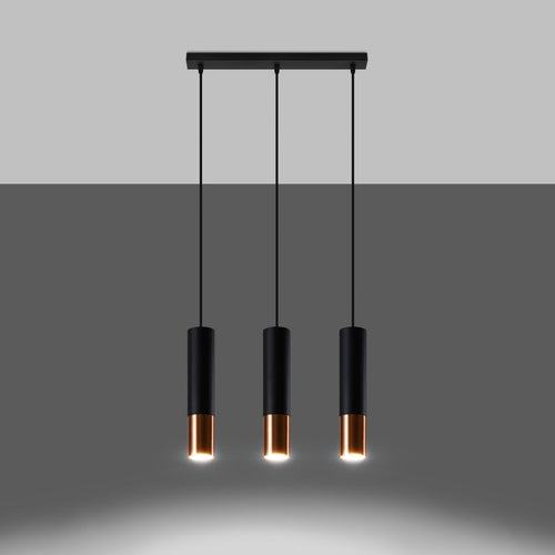 Sollux Lighting Hanglamp LOOPEZ 3L zwart/koper - 45x6x90cm