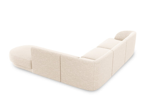 Micadoni rechter hoekbank Miley 6-zits, structurele stof ivoor - 248x255x70cm