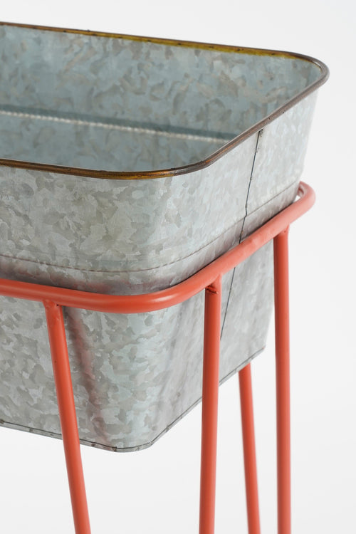 Mica Decorations Stanly Bloempot op Standaard - Set van 2 - L42 x B21 x H46 - Metaal - Perzik - vtwonen shop