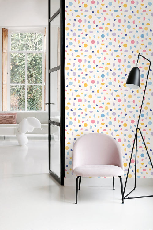 ESTAhome behang grafisch motief wit en meerkleurig - 50 x 900 cm - 131985
