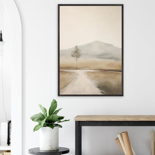 Artfulprints Poster met Lijst Abstract - Tree path   - A4 21x29.7 cm - Taupe