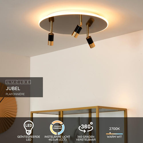 Lucide plafonnière JUBEL - Geïntegreerde LED - Mat Goud / Messing - vtwonen shop