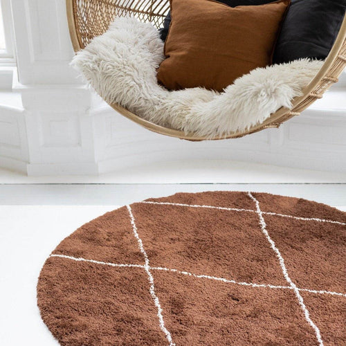Interieur05 Berber vloerkleed rond hoogpolig Roest/Cream - scandinavisch - nea - 200 x 200 cm - vtwonen shop
