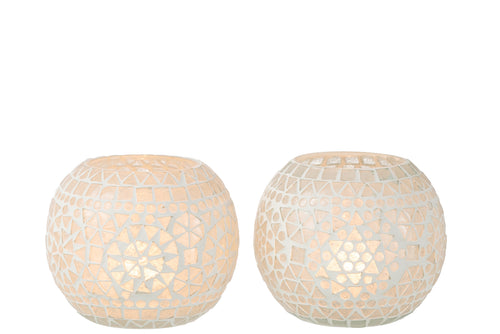 J-Line kaarshouder Eki Mozaiek - glas - wit - large - 2 stuks - vtwonen shop