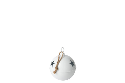 J-Line kerstbal Helder Bal - ijzer - wit - medium