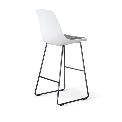 Nolon Nino-Liv Barkruk Wit met Zeegrijs Zitkussen Zwart Onderstel 75 Cm
