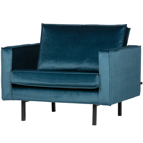 BePureHome fauteuil Rodeo - Velvet - Blauw - 85x105x86 - vtwonen shop