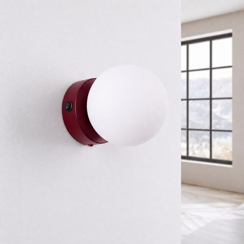 Sollux Lighting Wandlamp YOLI 1 bordeaux met schakelaar - 12x14x12cm